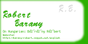 robert barany business card